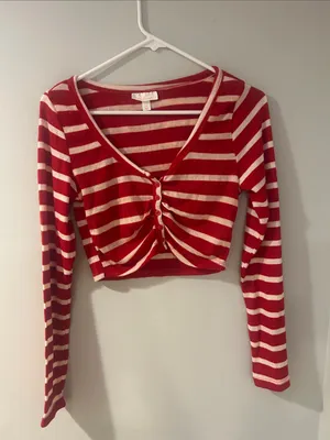 Colsie Red and Cream Striped Pajama Set thumbnail 2