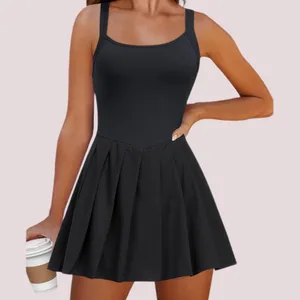 NWT Athletic Pleated Summer Mini Dress w/ Built In Shorts -‎ Small thumbnail 1