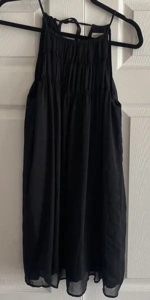 Abercrombie & Fitch Smocked Halter Mini Dress Womens‎ Size XS Black Chiffon Boho thumbnail 1