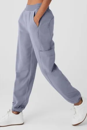 Alo Yoga Polar Fleece Wintry Mix Cargo Pant in Fog Grey thumbnail 1