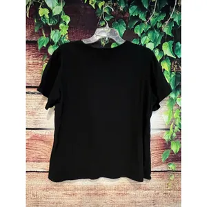 Flax Classic Short Sleeve T-Shirt Black 100% Cotton Lounge Crewneck Women's XL thumbnail 2