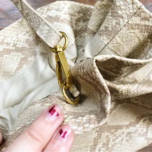 Anthropologie • Jory Clutch purse crossbody bag ruffle python snakeskin beige thumbnail 9