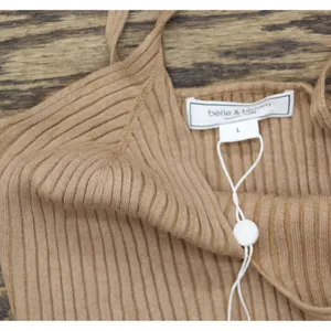 NWT Belle & Bloom Womens Sleeveless All I Need Knit Crop Top Oat Brown L thumbnail 6