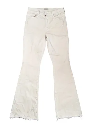 Mother The Weekender Fray Jeans Women 28 Fog Cream Good Flare Raw Hem 1535-753 thumbnail 1