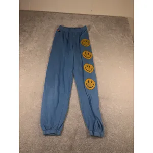Aviator Nation Jogger Sweatpants Blue Smiley Face Women's Medium Happy ** thumbnail 2