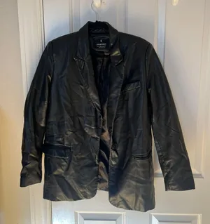 Stradivarius Black Leather Blazer thumbnail 1
