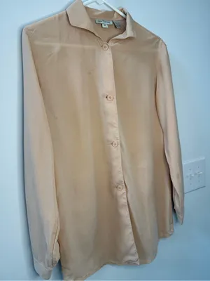 Ann Taylor Soft Cream Silk Button-Front Blouse thumbnail 3