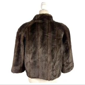Alpine Studio Women's Fur Faux Brown Cropped Coat Jacket Size Medium thumbnail 9