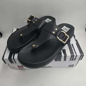 DV Dolce Vita Ulani Womens Size 10 Footbed Black Thong Sandals Gold Buckle NWT thumbnail 6