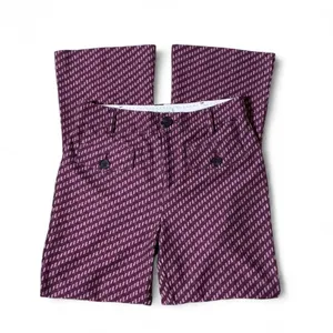 Anthropologie The Essential Flare Pants Plum‎ Geometric Stripe 2 Preppy Womens thumbnail 2