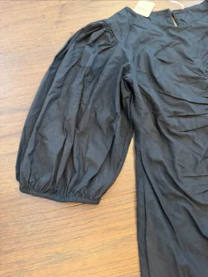 Free People Hope Mini Dress Black Puff Ballon Sleeves Womens - Medium - C30-108 thumbnail 6