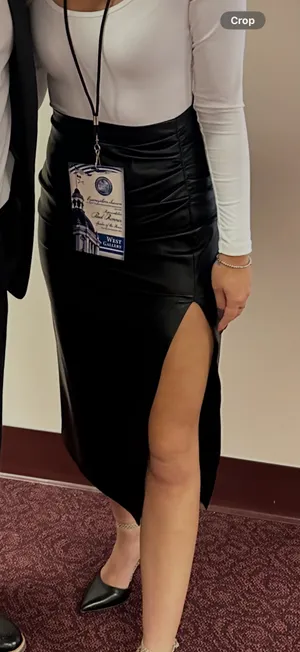 Love token black leather skirt with slit thumbnail 1