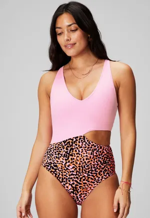 Fabletics NWT Asymmetrical Cutout Shaping One-Piece Swimsuit thumbnail 1