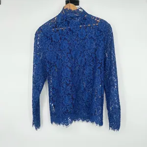 J. Crew Mockneck Floral Lace Bows in Baroque Blue Top Size 4 Elegant Feminine‎ thumbnail 4