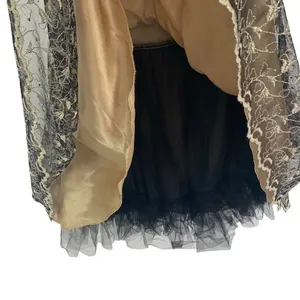 Jessica McClintock Gold Strapless Fit Flare Dress Floral Overlay Party‎ 2 Retro thumbnail 5
