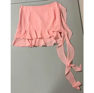 Pink Pastel Ruffle Y2K Mini Skirt Bottoms Size S 🎀✨ thumbnail 7