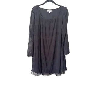 GANNI Plisse Georgette Mini Dress Black Sz‎ 40 (US 8/10) thumbnail 2