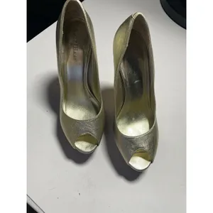 Cole Haan Peep Toe Pumps Womens 8.5B Gold Metallic Nike Air Platform Heels Party thumbnail 3