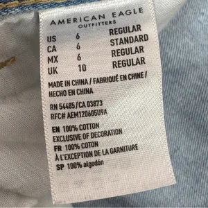 American Eagle Mom Jeans Women 6 Blue High Rise Straight Leg‎ Distressed Knee thumbnail 11