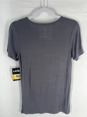 WonderWink Layers Slinky Knit Short Sleeve Tee Pewter Gray Size Small NWT thumbnail 7
