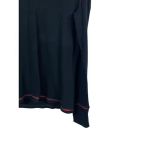 Y2K Lauren Ralph Lauren Blck Patch Embroidered Long Sleeve Waffle Henley Top PL thumbnail 6