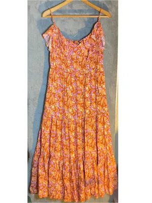 J.Crew Tiered maxi dress in painted block print Large‎ milkmaid Resort Vacation thumbnail 2