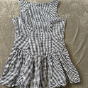 Wild Fable Seersucker Gingham Plaid Mini Dress Womens L Navy White Button Front Drop Waist thumbnail 8