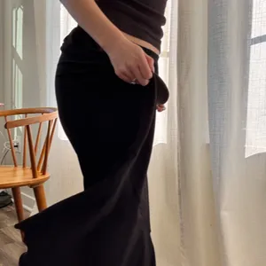 Vintage Y2K Clara's Black Flowy Skirt Maxi Assymtetrical Seem Long Stretchy thumbnail 6