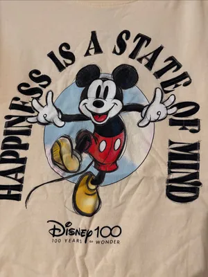 Mickey Mouse t shirt Disney 100 years (Happiness is a state of mind) Sz Large thumbnail 2