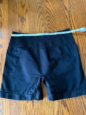 High-Waist Black Seamless Gym Workout Shorts Size Large New thumbnail 8