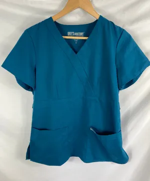 Greys Anatomy Blue Short Sleeve Pocket Scrub Top Size Medium thumbnail 1