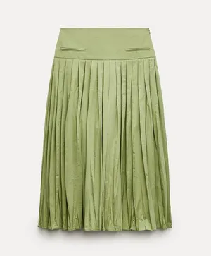 ZARA NWT Green YOKE DETAIL PLEATED SKIRT ZW COLLECTION. Size Medium thumbnail 6