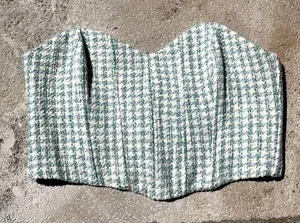 NWT Zara Checkered Tweed Corset Top‎ thumbnail 1