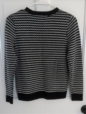 Charter Club Petite Black White Button Shoulder Knit Sweater P/M thumbnail 7