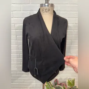 Blank NYC Domino Vegan Suede Draped Moto Style Jacket thumbnail 9