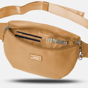 FOLDIE tan color crossbody Bag with RFID waterproof thumbnail 3