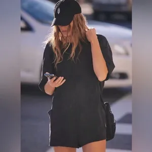 Free People Movement Hot Shot Tee Romper BLACK Small Shorts thumbnail 2
