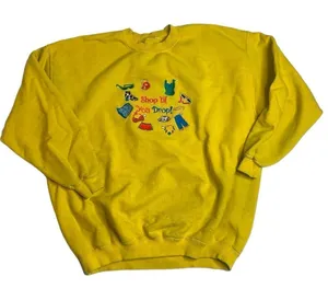 90s Vintage Embroidered Shop still You Drop Sweatshirt Yellow Large thumbnail 1