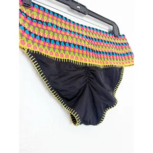 Beach Bunny Kira High Waist Bikini Bottom Multicolor Crochet Festival Boho Large thumbnail 11