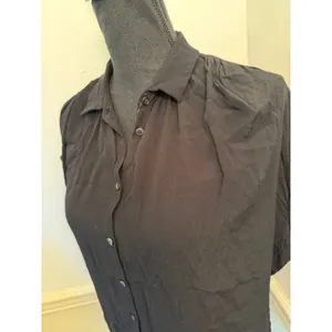 Madewell Central Drapey Shirt in True Black #F9367 Short Sleeve Button Blouse thumbnail 3