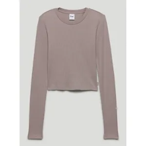 Tna Cropped Long Sleeve Ribbed‎ Waffle Knit Top Taupe Size S Aritzia thumbnail 14