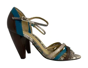 Vintage Y2K LE CHATEAU Women's Sandals‎ High Heels Open Toe Sz 7 Crisscross Blue thumbnail 1