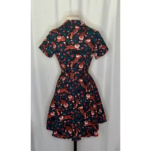 EVA‎ ROSE Tiger Flower Field Knee Length Shirt Dress Shirtdress Tie Waist Small thumbnail 8