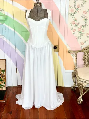 💥NWT Elliatt Emi Corset Drop-Waist Sheer Maxi Dress Soft White Sz M🧡 thumbnail 3