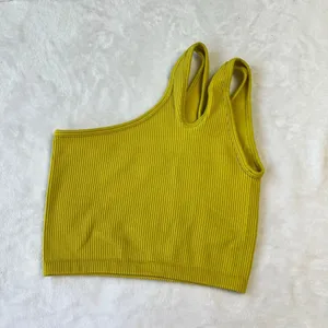 Aerie Rush Green Ribbed Seamless One Shoulder Longline Sports Bra XS thumbnail 3