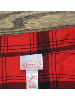 NEW Wondershop Plaid Flannel Long Sleeve Pajama Shirt Holiday Red / Black L thumbnail 3