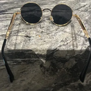 Round Gold and Black Sunglasses thumbnail 8