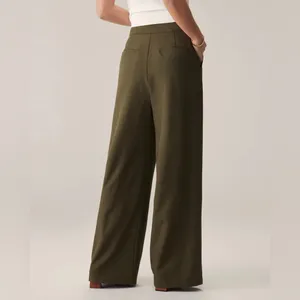 Rihoas Green High-Waisted Straight Wide-Leg Pants thumbnail 4