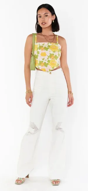 SHOW ME YOUR MUMU‎ 90s Straight Distressed Jean in Seasalt Sz 26 thumbnail 1