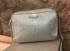 Michael Kors Metallic Silver Crossbody Bag with Chain Strap thumbnail 1